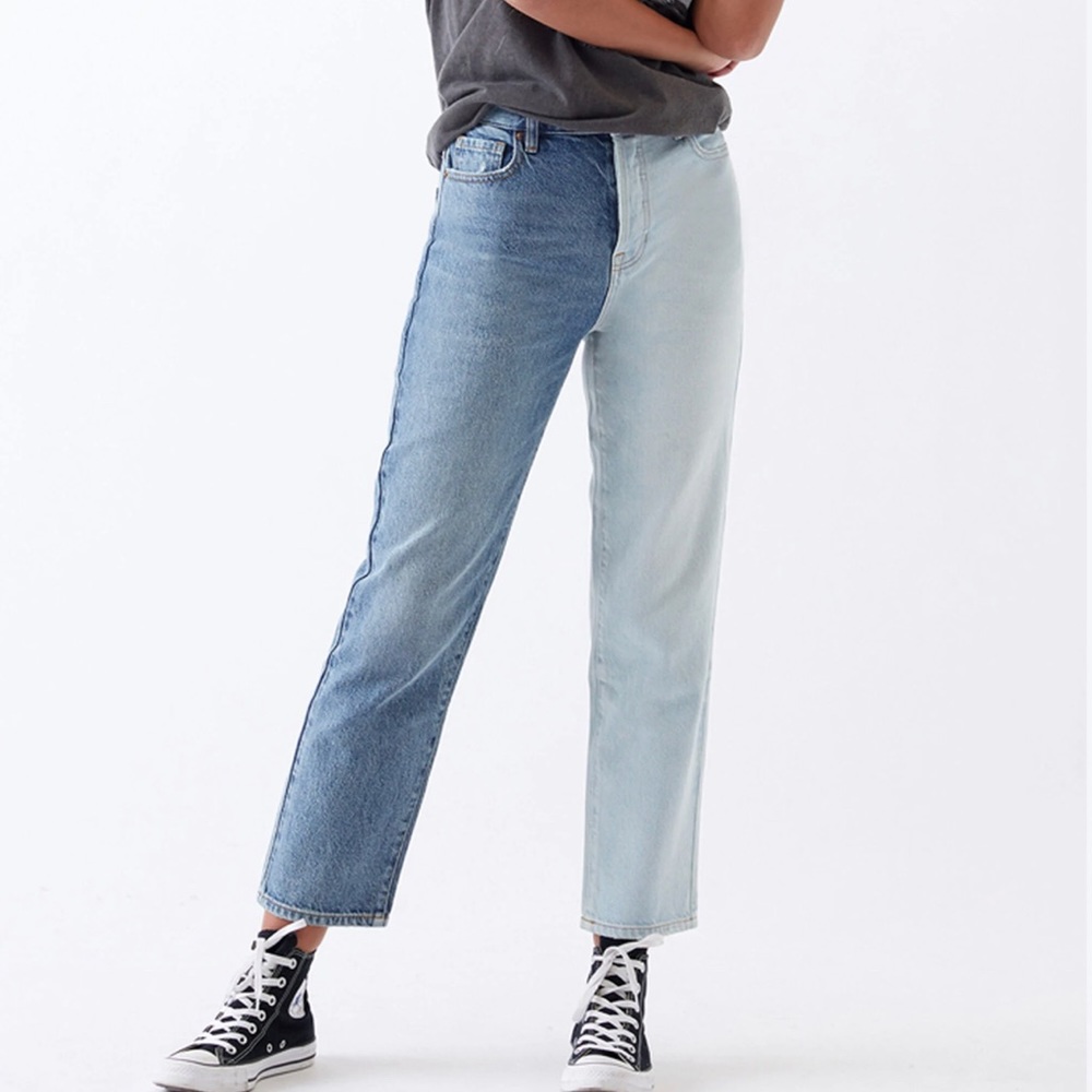 PacSun Two Tone Dad Jeans Size 26 High Waist Straight Leg Denim
